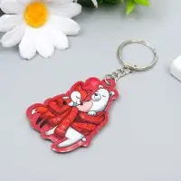 Брелок ПВХ "Миша и Лиса - тёплые объятия" мягкий 6х4,2 см