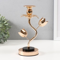 Подсвечник металл, акрил на 1 свечу "Золотые тюльпаны" d=2-6 см 10х10х22,5 см