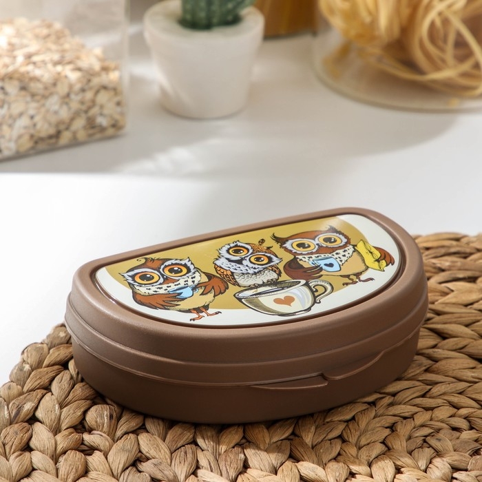 Бутербродница &laquo;Совы&raquo;, 400 мл, цвет коричневый