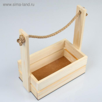 Кашпо деревянное 28&times;15&times;30 см "Аром", ручка канат, натуральная сосна