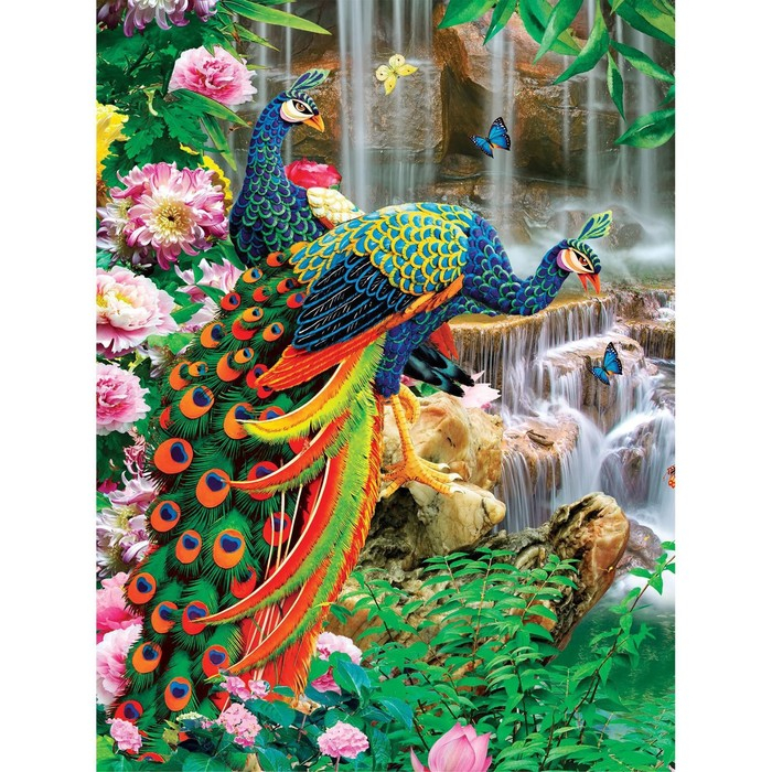 Алмазная мозаика с частичным заполнением на подрамнике &laquo;Павлины&raquo;, 30 x 40 см
