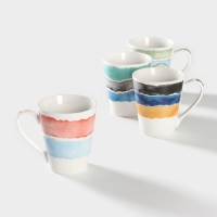 Набор кружек фарфоровых Доляна &laquo;Цветной дым&raquo;, 4 предмета: 340 мл