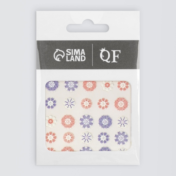 Новый год! Наклейки для ногтей &laquo;Снежинки&raquo;, объёмные, цвет красный/синий/белый