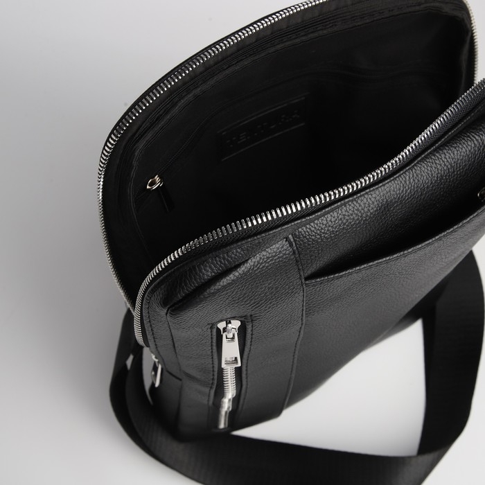 Сумка мужская через плечо TEXTURA, искусственная кожа, цвет чёрный