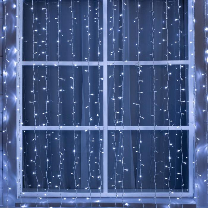 Гирлянда &laquo;Занавес&raquo; 2 &times; 6 м, IP44, УМС, белая нить, 1440 LED, свечение белое, 220 В