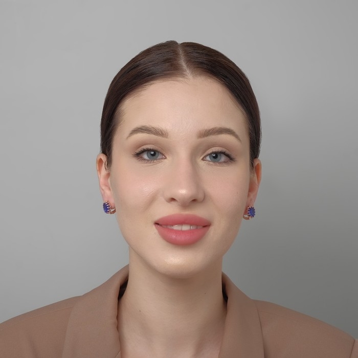 Серьги со стразами &laquo;Эдель&raquo; овал кружево, цвет синий в розовом золоте