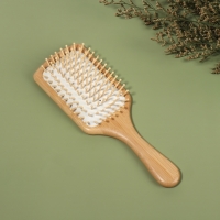 Расчёска массажная &laquo;BAMBOO&raquo;, широкая, бамбуковая, 8 &times; 25 см, цвет &laquo;светлое дерево&raquo;