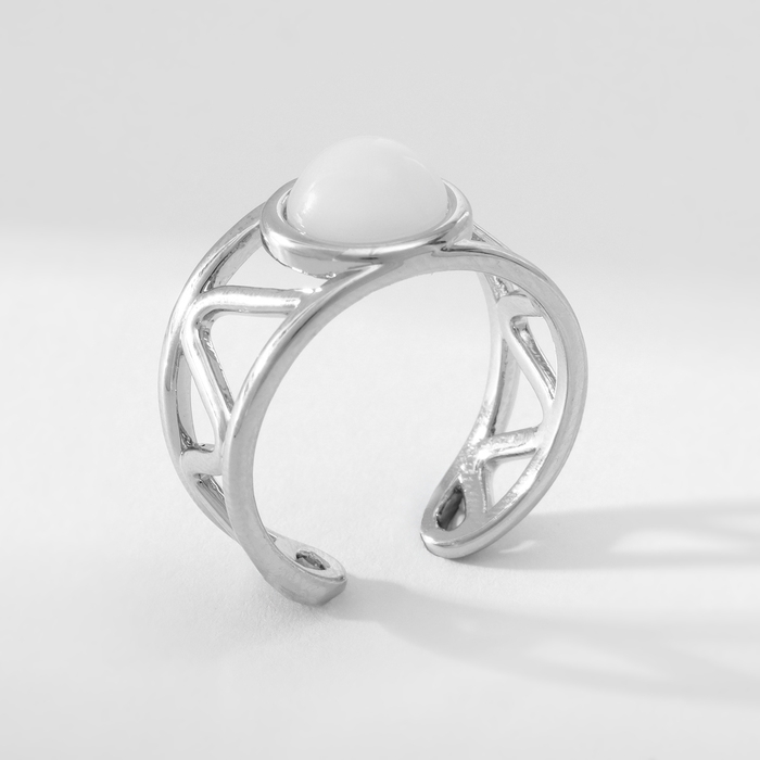 Кольцо &laquo;Богема&raquo; геометрия, цвет белый в серебре, безразмерное