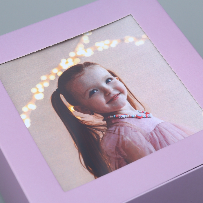 Коробка-фоторамка подарочная складная, упаковка, &laquo;Лавандовая&raquo;, 14 х 14 х 8 см