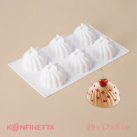 Форма для муссовых десертов и выпечки Доляна &laquo;Взбитые сливки&raquo;, 29&times;17&times;5 см, 6 ячеек (d=6,5 см), цвет белый