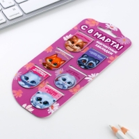 Закладки магнитные на подложке &laquo;Зверята&raquo;, 6 шт