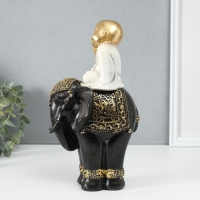 Сувенир полистоун "Маленький весёлый Будда на чёрном слоне" 14х14х26 см