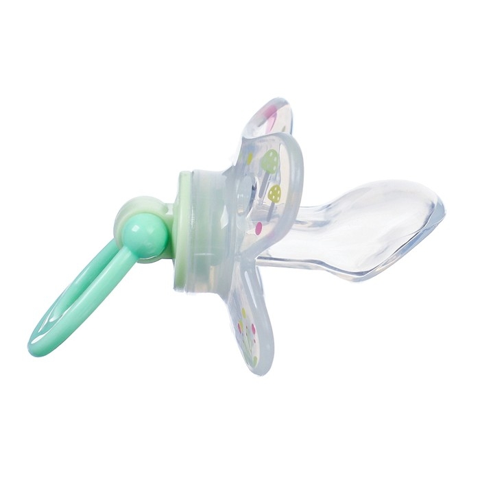 Соска - пустышка силиконовая ортодонтическая, от 12 мес., с колпачком + держатель &laquo;Зайка&raquo;, цвет зеленый