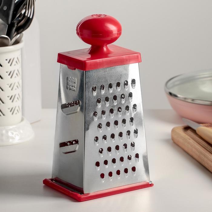 Тёрка &laquo;Комфорт&raquo;, 4 грани,с крышкой-дозатором и круглой ручкой, 11&times;8,5&times;23 см, цвет МИКС