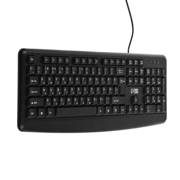 Клавиатура Sima-Land SL-01, проводная, мембранная, 104 клавиш, USB, 1.5 м, черная
