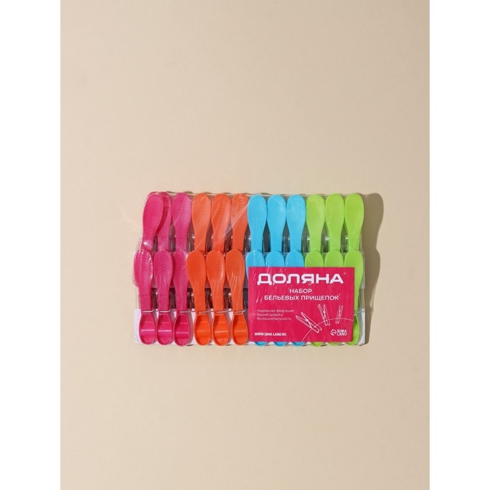 Прищепки бельевые Доляна &laquo;Ложки&raquo;, 8,2&times;1,7&times;3,5 см, 24 шт