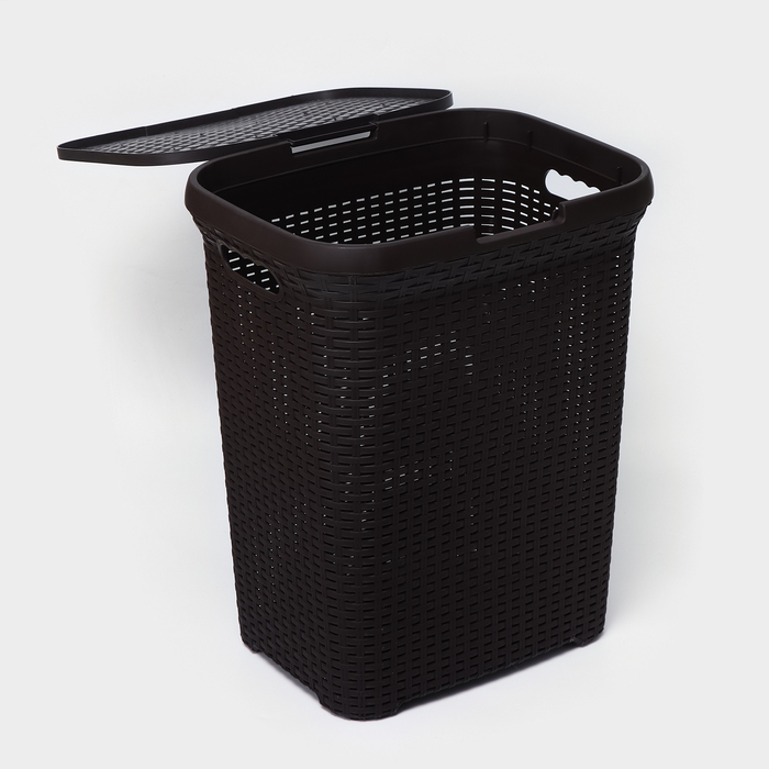 Корзина бельевая с крышкой &laquo;Ротанг&raquo;, 60 л, 34&times;44&times;56 см, цвет микс