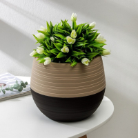 Горшок для цветов с поддоном &laquo;Дуэт&raquo;, 2.5 л, цвет шоколадный-кофе с молоком