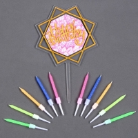 Набор для украшения торта: топпер &laquo;С днём рождения&raquo;, 1 шт., 10 свечей