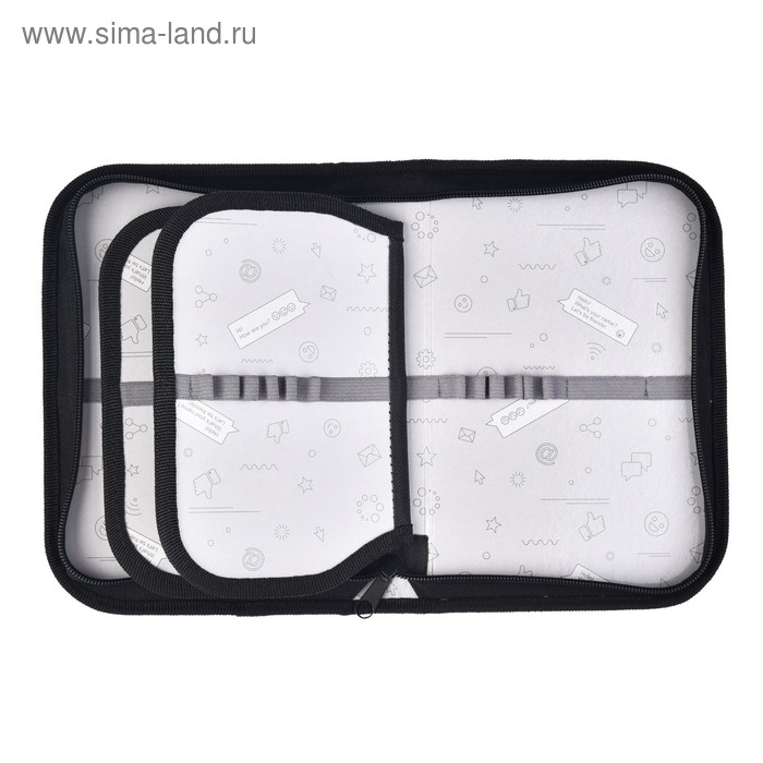 Пенал 3 секции, вкладка внутри, 140 х 210 х 40 мм, тканевый, Calligrata TOP Block "Волк графика"