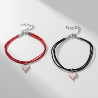 Браслеты &laquo;Неразлучники&raquo; сердце, цвет чёрно-красный, L=17 см