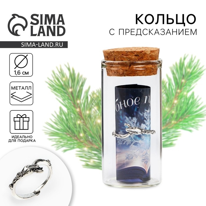 Кольцо с предсказанием новогоднее &laquo;Мороз&raquo;, на Новый год, 8 х 3 см