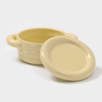 Горшочек для запекания Доляна &laquo;Зефир&raquo;, 250 мл, 15&times;10,5&times;6,3 см, с ручками, с крышкой, керамика, жёлтый