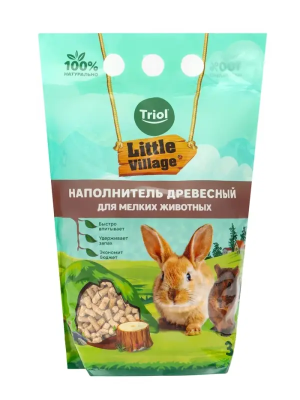 Наполнитель для мелких животных древесный 6мм, 3л, серия LITTLE VILLAGE