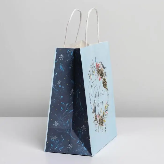 Пакет подарочный новогодний крафтовый &laquo;Морозное утро&raquo;, 22 х 25 х 12 см