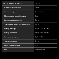Пылесос HYV-C4500 3,5л 2400Вт темно-серый