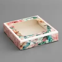 Коробка подарочная сборная с окном, упаковка, &laquo;С любовью&raquo;, 13&times;13&times;3 см