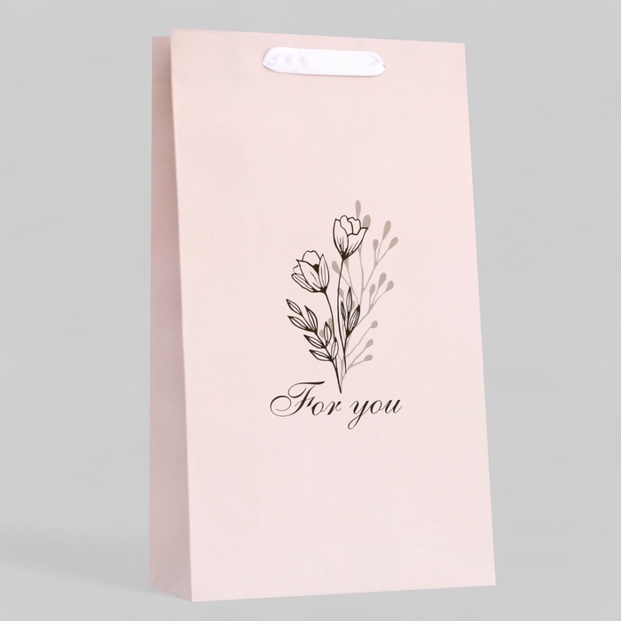 Пакет подарочный ламинированный под две бутылки"For you", 35 х 20 х 9 см
