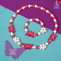 Набор детский &laquo;Выбражулька&raquo; 2 предмета: бусы, браслет, бабочки и цветы, цветной