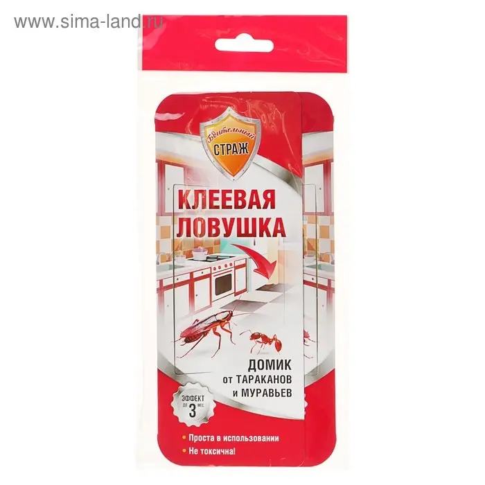 Клеевая ловушка домик от тараканов и муравьев "Бдительный Страж", 1 шт
