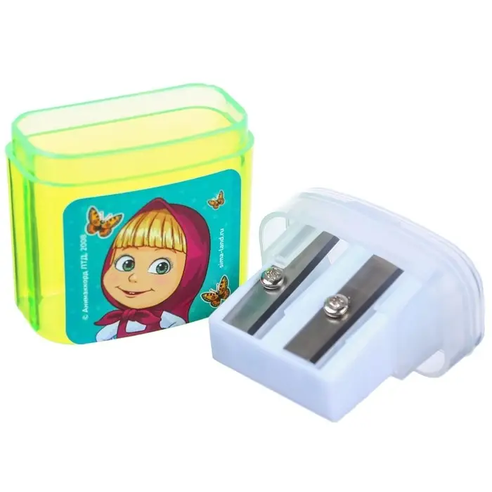 Точилка пластиковая с контейнером, двойная, МИКС, &laquo;Маша и медведь&raquo;
