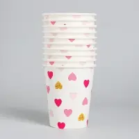 Стакан одноразовый бумажный "Сердца", 250 мл