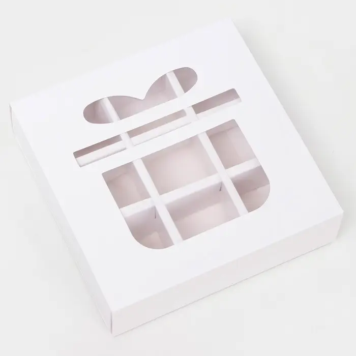 Коробка для 9 конфет &laquo;дляарок&raquo;, белый 13.7&times;13.7&times;3.8 см
