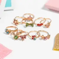 Кольцо детское &laquo;Выбражулька&raquo; со стразами, форма МИКС, цвет МИКС в золоте, фас 100 шт