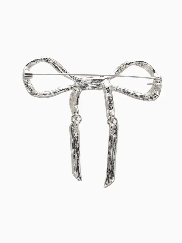 Брошь "Бантик" нежность, из металла, цвет серебро