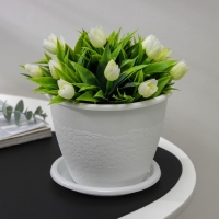 Горшок с поддоном &laquo;Розалия&raquo;, 1,2 л, белый