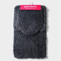 Набор ковриков для ванной и туалета Доляна &laquo;Пушистик&raquo;, 3 шт, 40&times;44, 40&times;50, 50&times;80 см, цвет серый