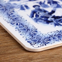 Доска разделочная сувенирная "Гжель. Катание на санках", 19,5&times;27,5 см