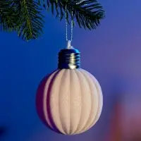 Елочный шар "Малиновый бархат" 8 см, 1 LED, LR44x3 (в компл.), Т/БЕЛЫЙ