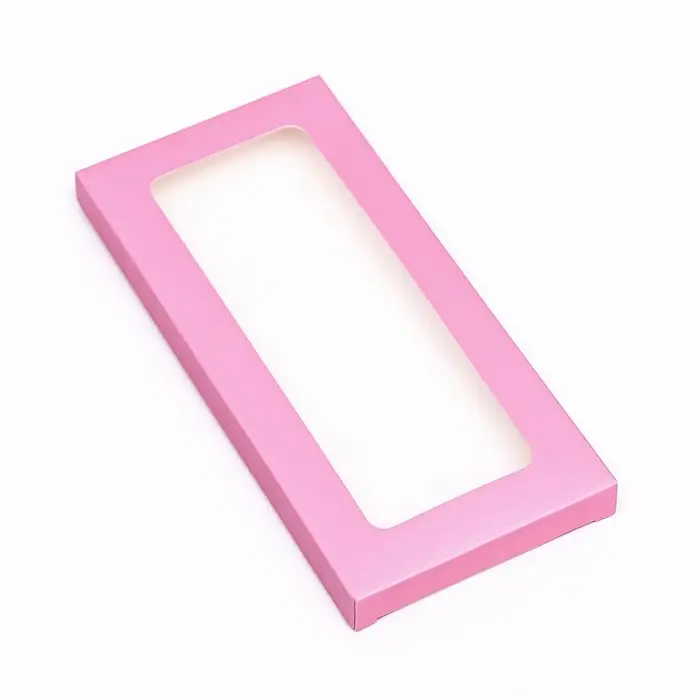 Подарочная коробка под плитку шоколада, с окном, розовая, 17&times;8&times;1.4 см