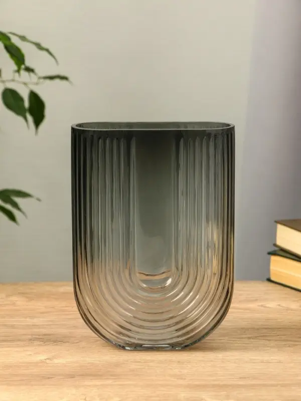 Ваза стекло настольная "Айрис" 23,5х17х7 см, серый