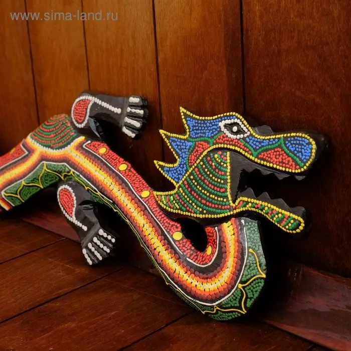 Панно настенное "Дракон цветной" дерево 100х16х2 см МИКС