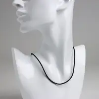 Шнурок каучуковый, неполый, 60 см, d=2 мм, чёрный в серебре