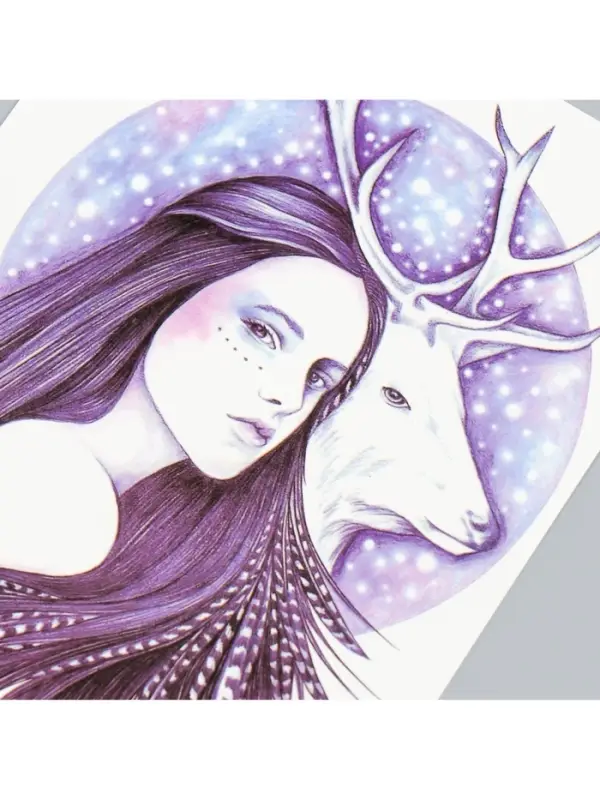 Переводная тату на тело цветная &laquo;Девушка и олень&raquo;, 21&times;14.8 см