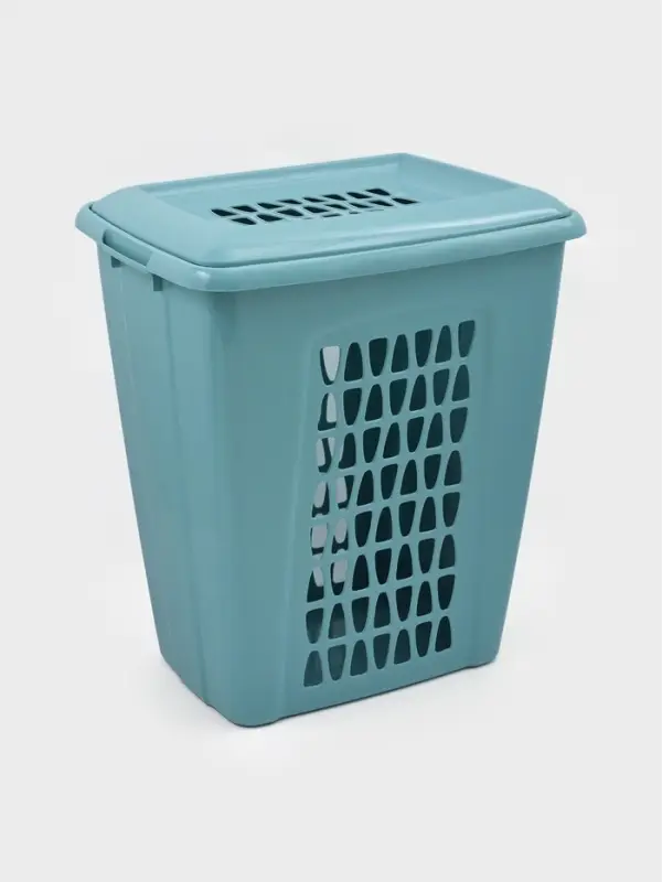 Корзина для белья с крышкой &laquo;Молетта&raquo;, 60 л, 47.9&times;36.9&times;55 см, прямоугольная, бирюзовая