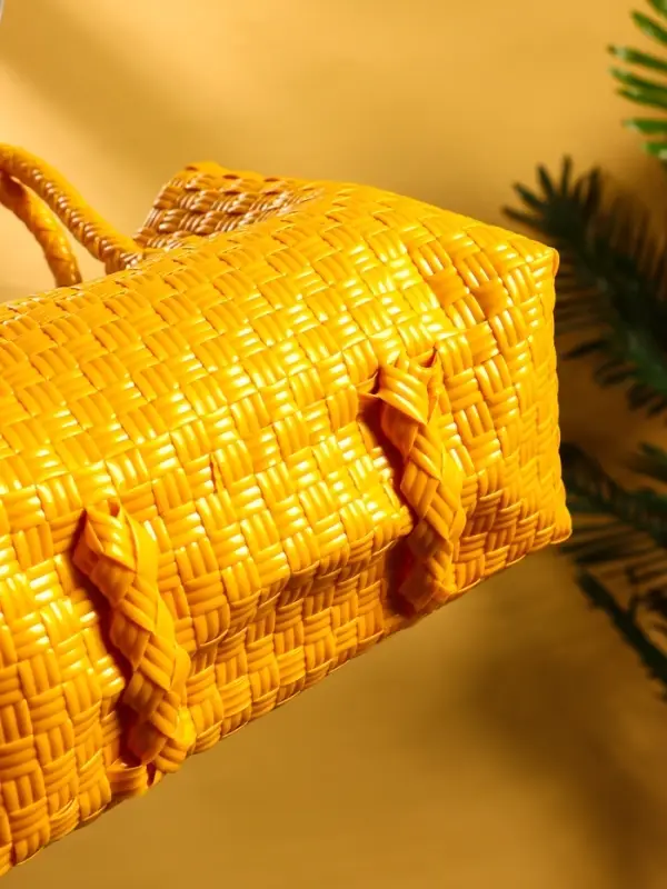 Сумка плетёная пластиковая 23х11х30 см, цв. жёлтый